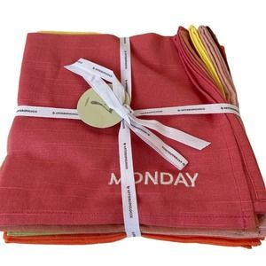 Anthropologie Cloth Napkin Daily 7 Days of Week Set New Stocking Stuffer Gift